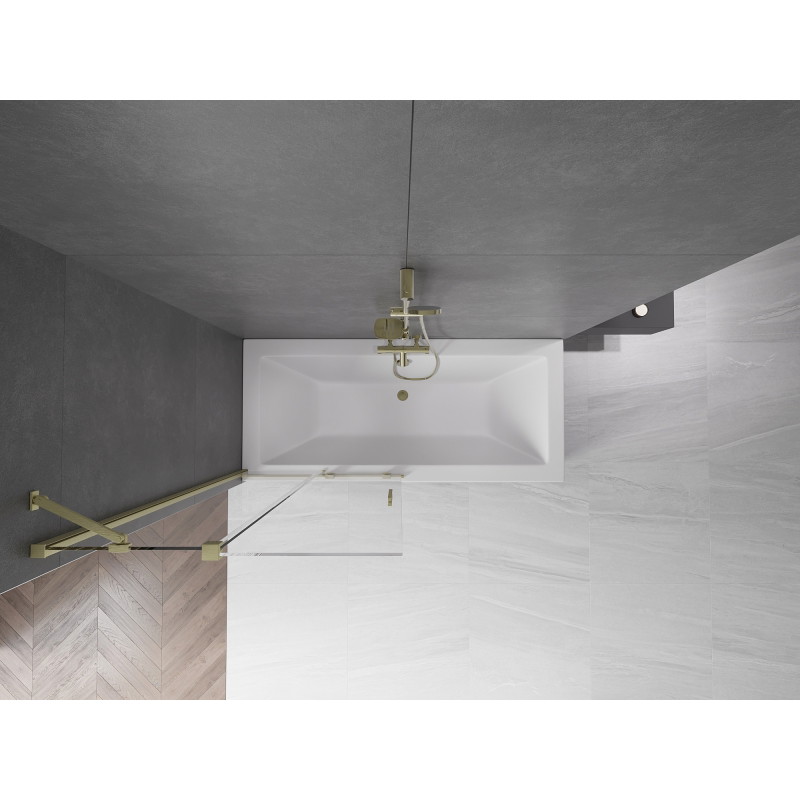 Mexen Velar kétszárnyú toló kádparaván 95 x 150 cm, átlátszó, arany kefe - 896-095-000-01-55