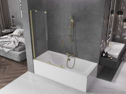 Mexen Velar paravan de cadă cu 2 aripi glisante 110 x 150 cm, transparent, auriu periat - 896-110-000-01-55