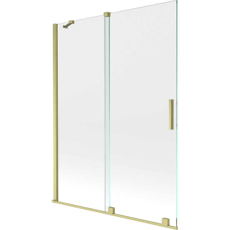 Mexen Velar 2-szárnyú tolható kádparaván 130 x 150 cm, átlátszó, arany kefélt - 896-130-000-01-55