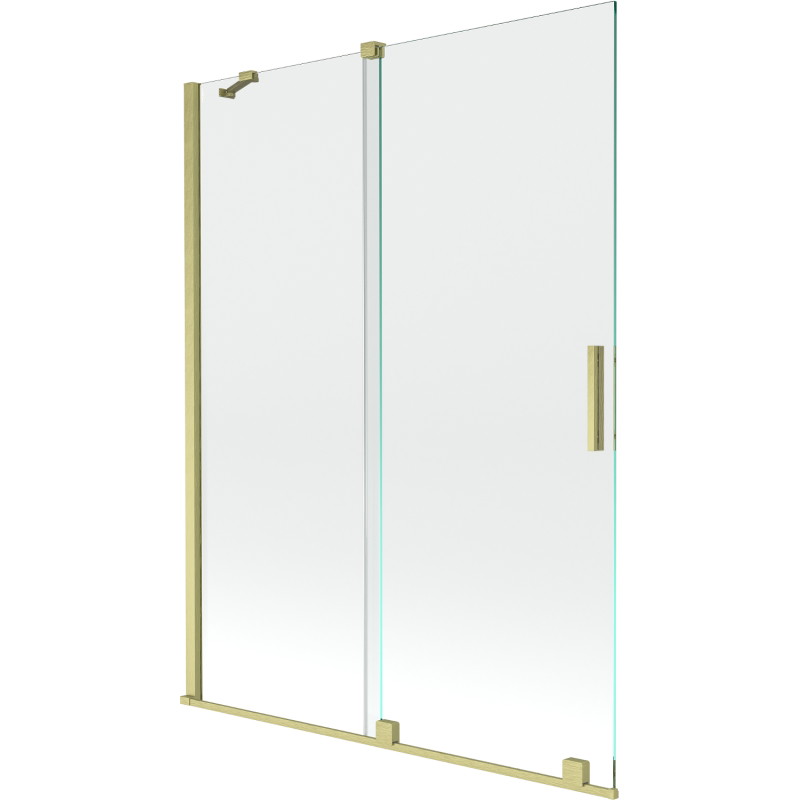 Mexen Velar paravan de cadă cu 2 aripi culisante 130 x 150 cm, transparent, auriu periat - 896-130-000-01-55