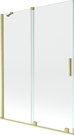 Mexen Velar paravan cadă 2-aripi culisant 130 x 150 cm, transparent, auriu cu aspect periat - 896-130-000-01-55
