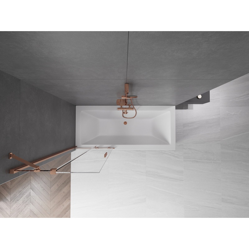Mexen Velar 70 x 150 cm-es, 2-részes, tolóajtós kádparaván, átlátszó, rózsaarany - 896-070-000-01-60