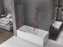 Mexen Velar paravan de cadă cu 2 canaturi, glisant, 75 x 150 cm, transparent, aur roz - 896-075-000-01-60