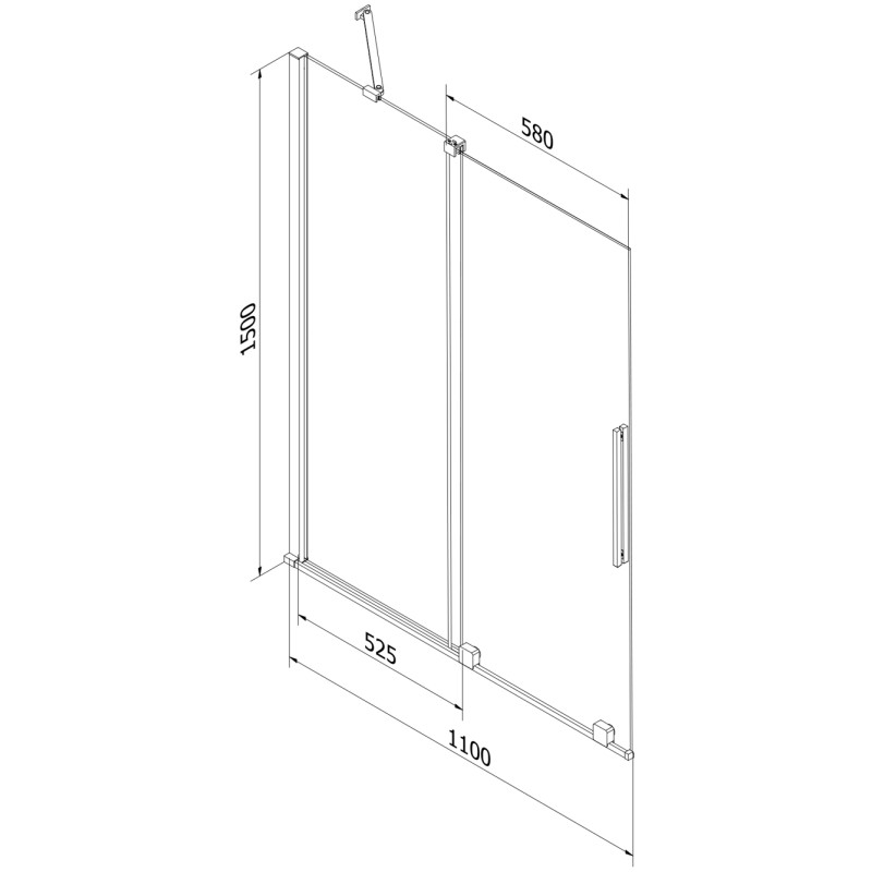 Mexen Velar paravan de cadă cu 2 aripi, glisant 110 x 150 cm, transparent, aur roz - 896-110-000-01-60