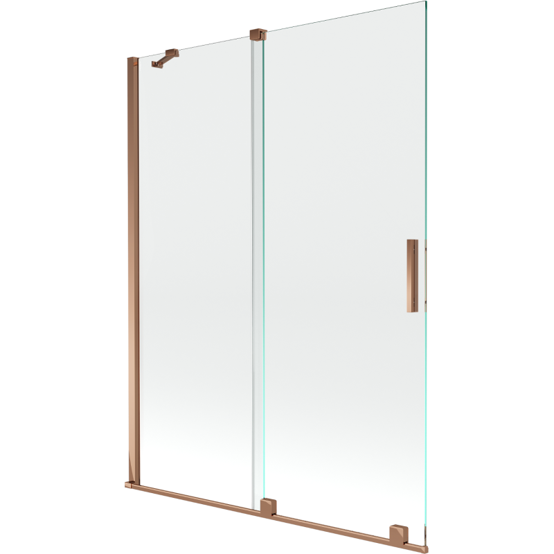 Mexen Velar 2 szárnyas kádparaván mozgatható 130 x 150 cm, Átlátszó, Rózsaszín-arany - 896-130-000-01-60
