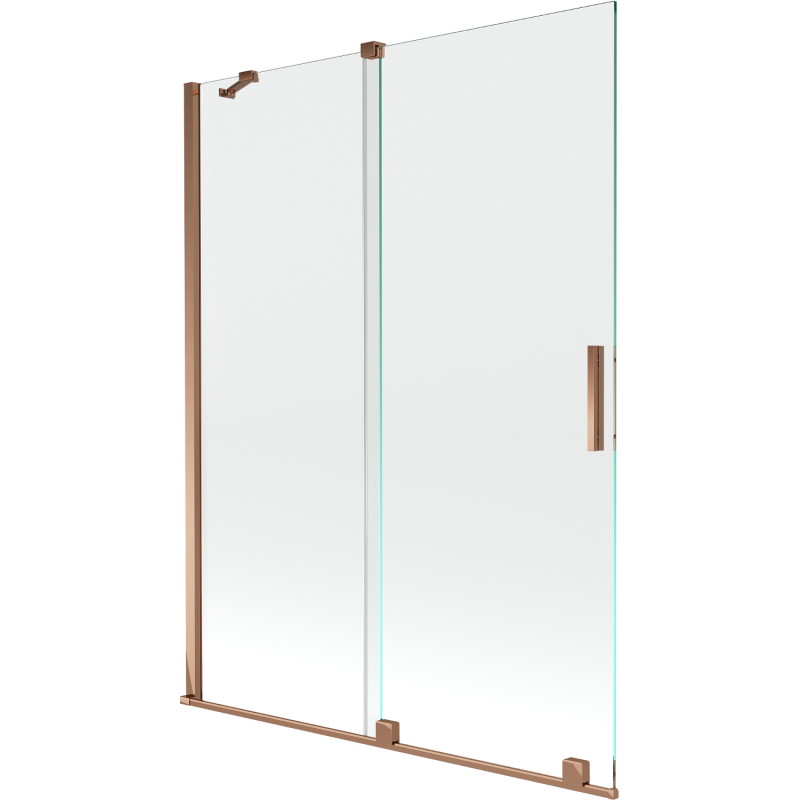 Mexen Velar kétszárnyú, toló fürdőszobai paraván 130 x 150 cm, átlátszó, rózsaarany - 896-130-000-01-60