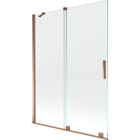 Mexen Velar 2 szárnyas kádparaván mozgatható 130 x 150 cm, Átlátszó, Rózsaszín-arany - 896-130-000-01-60