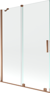 Mexen Velar paravan de cadă cu 2 aripi glisante 130 x 150 cm, transparent, aur roz - 896-130-000-01-60