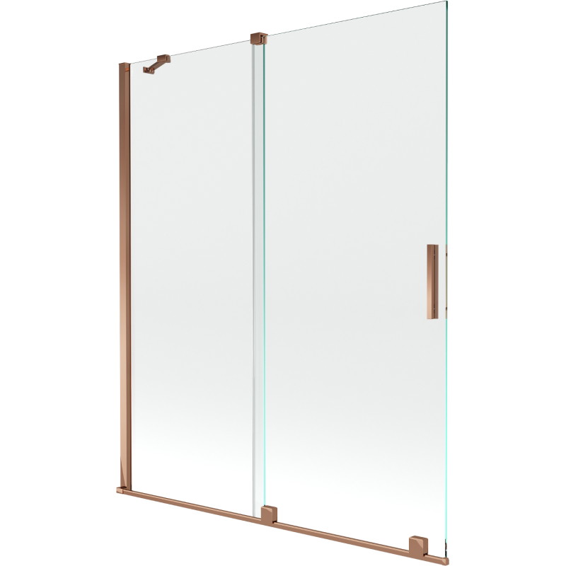 Mexen Velar 2-szárnyas toló fürdőszobai paraván 140 x 150 cm, átlátszó, rózsaarany - 896-140-000-01-60