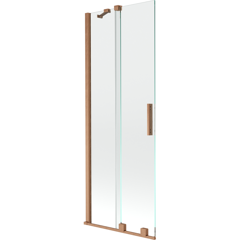 Mexen Velar 2-szárnyú tolózuhanyfal 75 x 150 cm, átlátszó, kefélt réz - 896-075-000-01-65