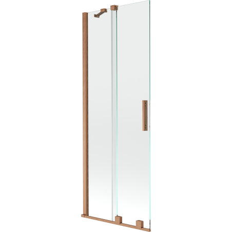 Mexen Velar két szárnyú, 75 x 150 cm-es, átlátszó, kefe réz tolható kádparaván - 896-075-000-01-65