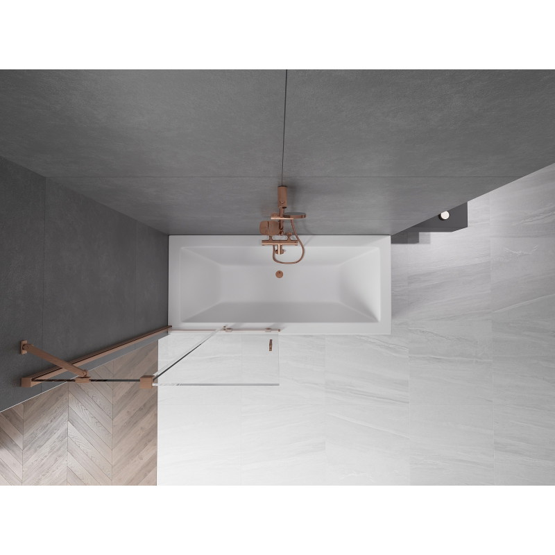 Mexen Velar perete despărțitor pentru cadă, glisant, cu 2 panouri, 90 x 150 cm, transparent, cupru periat - 896-090-000-01-65