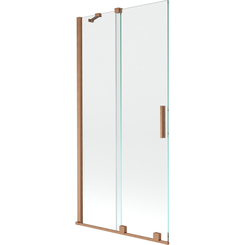 Mexen Velar kétszárnyú tolófürdőszobai paraván 95 x 150 cm, átlátszó, kefélt réz - 896-095-000-01-65