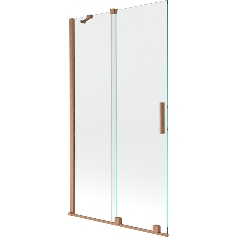Mexen Velar kádparaván 2-szárnyú toló 100 x 150 cm, átlátszó, kefélt réz - 896-100-000-01-65
