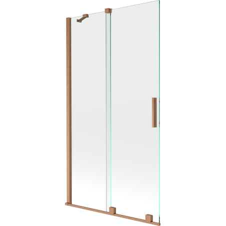 Mexen Velar kádparaván 2-szárnyú toló 100 x 150 cm, átlátszó, kefélt réz - 896-100-000-01-65