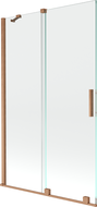 Mexen Velar paravan de cadă cu 2 foi glisante 110 x 150 cm, transparent, cupru periat - 896-110-000-01-65