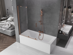 Mexen Velar paravan de cadă cu 2 foi glisante 110 x 150 cm, transparent, cupru periat - 896-110-000-01-65