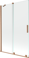 Mexen Velar paravan cadă 2-aripi culisant 120 x 150 cm, transparent, Cupru cu aspect periat - 896-120-000-01-65