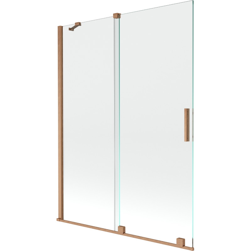 Mexen Velar 2-szárnyas kádparaván, tolóajtós 130 x 150 cm, átlátszó, kefe hatású réz - 896-130-000-01-65