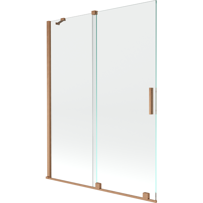 Mexen Velar paravan cadă 2-aripi culisant 130 x 150 cm, transparent, Cupru cu aspect periat - 896-130-000-01-65
