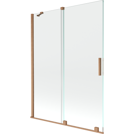 Mexen Velar fürdőkád paraván, 2 szárnyas tolóajtó, 130 x 150 cm, átlátszó, kefélt réz - 896-130-000-01-65