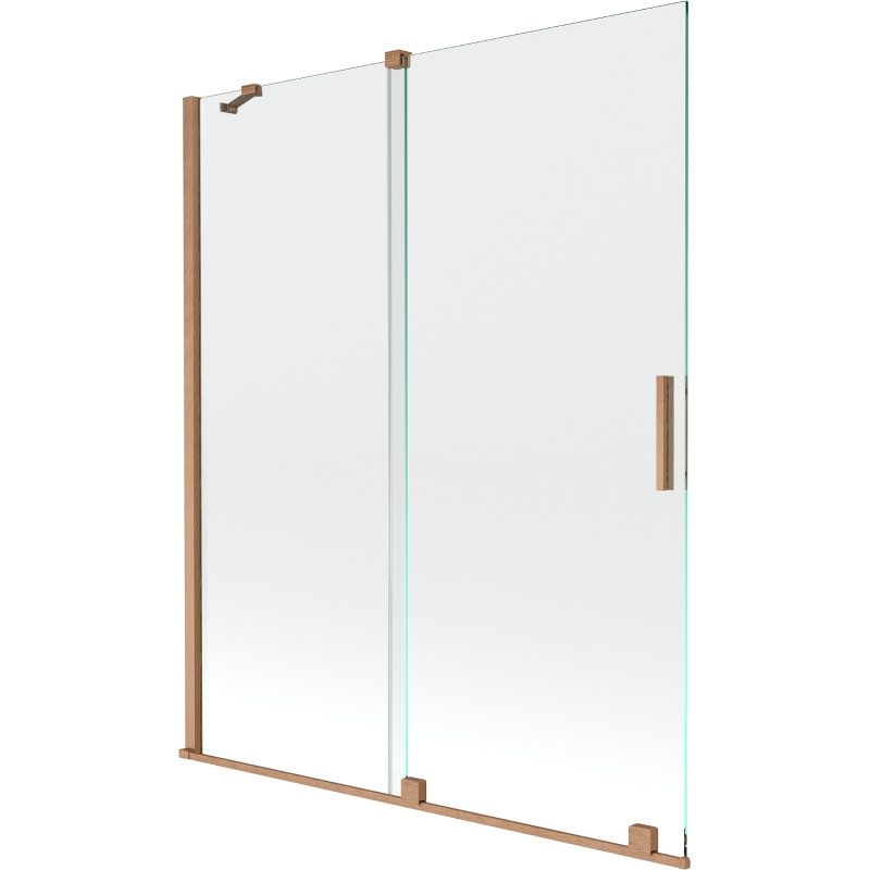 Mexen Velar 2 szárnyú, 140 x 150 cm-es, átlátszó, kefélt réz toló fürdőkád paraván - 896-140-000-01-65