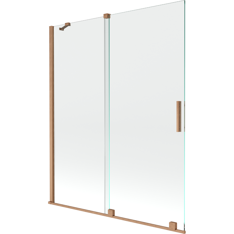 Mexen Velar 2-szárnyú tolózuhanyfal 140 x 150 cm, átlátszó, kefe réz - 896-140-000-01-65