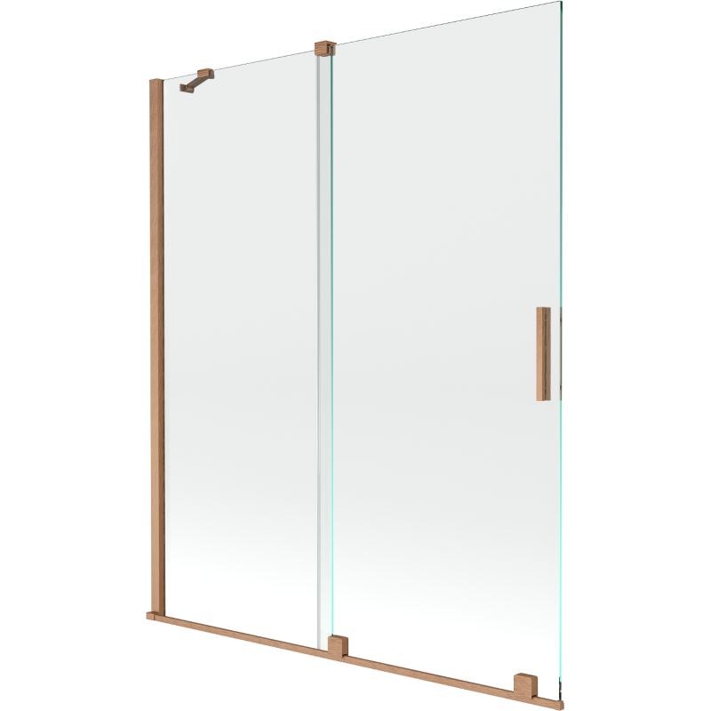Mexen Velar paravan cadă 2-aripi culisant 140 x 150 cm, transparent, Cupru cu aspect periat - 896-140-000-01-65