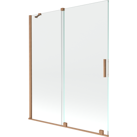 Mexen Velar 2-szárnyú, toló fürdőkád paraván 140 x 150 cm, átlátszó, kefe réz - 896-140-000-01-65