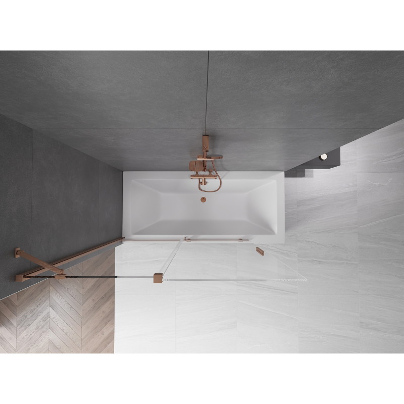 Mexen Velar paravan de cadă cu 2 aripi glisante 140 x 150 cm, transparent, cupru periat - 896-140-000-01-65