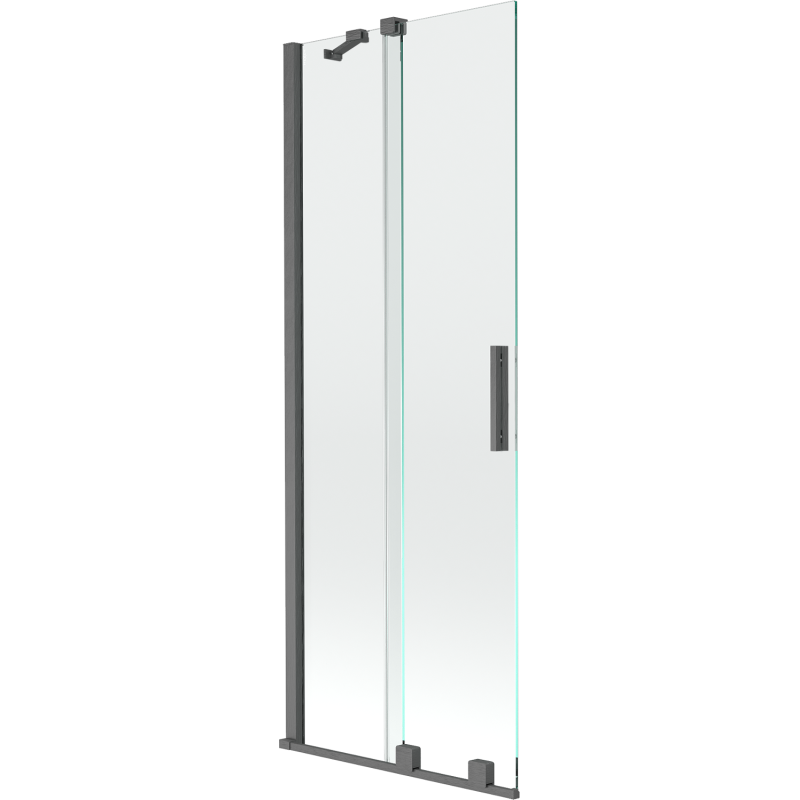 Mexen Velar paravan cadă 2-aripi culisant 75 x 150 cm, transparent, gun gray cu aspect periat - 896-075-000-01-66