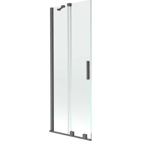 Mexen Velar 2 szárnyú, toló fürdőkád paraván 75 x 150 cm, átlátszó, gun grey kefe - 896-075-000-01-66