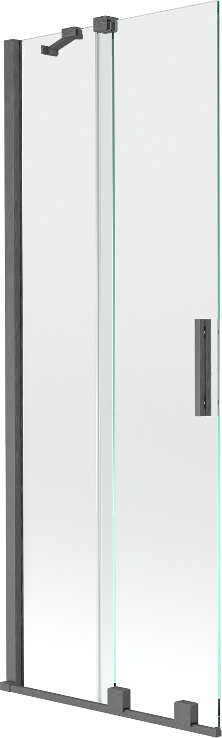 Mexen Velar paravan cadă 2-aripi culisant 75 x 150 cm, transparent, gun gray cu aspect periat - 896-075-000-01-66