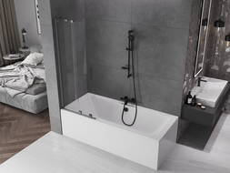 Mexen Velar paravan cadă 2-aripi culisant 75 x 150 cm, transparent, gun gray cu aspect periat - 896-075-000-01-66