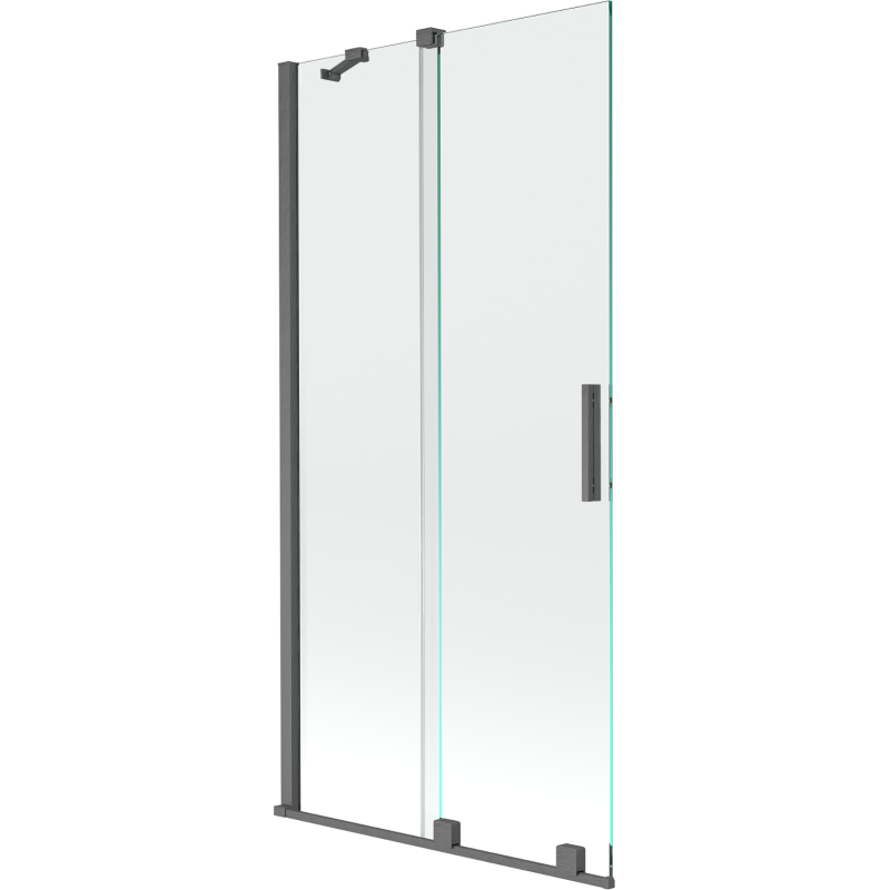 Mexen Velar 2 szárnyas kádparaván mozgatható 90 x 150 cm, Átlátszó, szálcsiszolt gun gray - 896-090-000-01-66