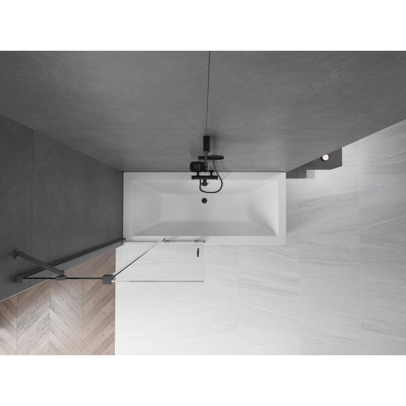 Mexen Velar 2-szárnyú, 95 x 150 cm-es, átlátszó, gun gray kefe fürdőkád paraván - 896-095-000-01-66