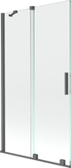 Mexen Velar paravan cadă 2-aripi culisant 100 x 150 cm, transparent, gun gray cu aspect periat - 896-100-000-01-66