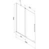 Mexen Velar paravan cadă 2-aripi culisant 100 x 150 cm, transparent, gun gray cu aspect periat - 896-100-000-01-66