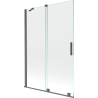 Mexen Velar paravan cadă 2-aripi culisant 120 x 150 cm, transparent, gun gray cu aspect periat - 896-120-000-01-66