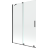 Mexen Velar paravan de cadă cu 2 uși glisante 120 x 150 cm, transparent, gri armat periat - 896-120-000-01-66