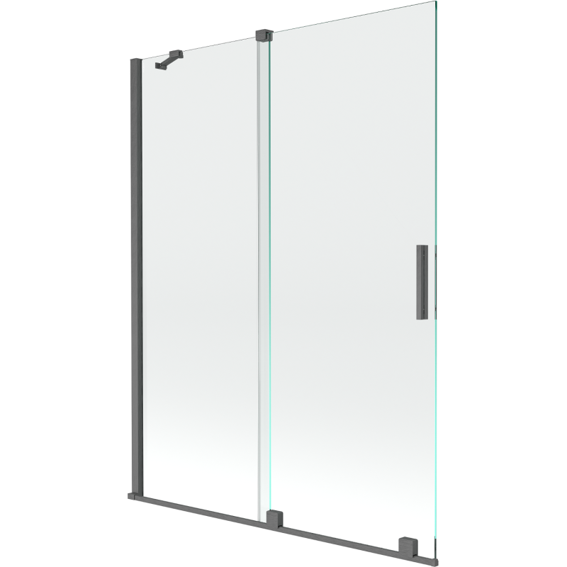 Mexen Velar 2 szárnyas kádparaván mozgatható 130 x 150 cm, Átlátszó, szálcsiszolt gun gray - 896-130-000-01-66