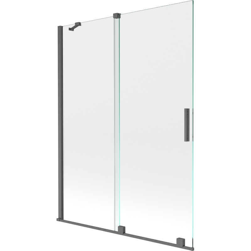 Mexen Velar 2-szárnyú toló kádparaván 130 x 150 cm, átlátszó, gun gray kefélt felület - 896-130-000-01-66