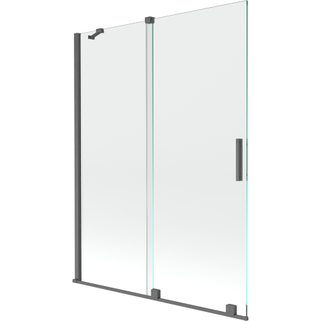 Mexen Velar 2 szárnyas kádparaván mozgatható 130 x 150 cm, Átlátszó, szálcsiszolt gun gray - 896-130-000-01-66