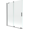 Mexen Velar paravan de cadă cu 2 uși glisante 130 x 150 cm, transparent, gri armat periat - 896-130-000-01-66