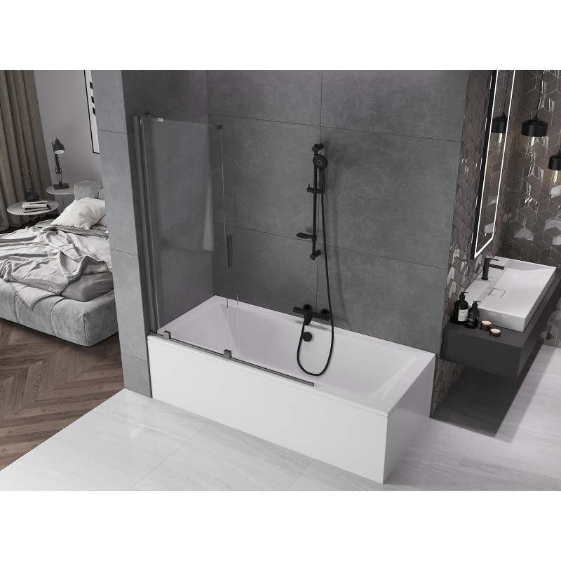 Mexen Velar ecran de cadă cu 2 aripi culisante 130 x 150 cm, transparent, gri armat periat - 896-130-000-01-66