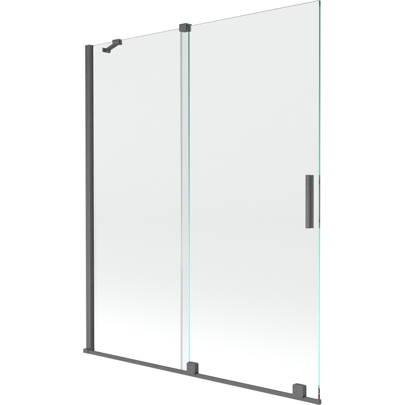 Mexen Velar kétszárnyú, tolós 140 x 150 cm-es kádparaván, átlátszó, gun gray kefélt - 896-140-000-01-66