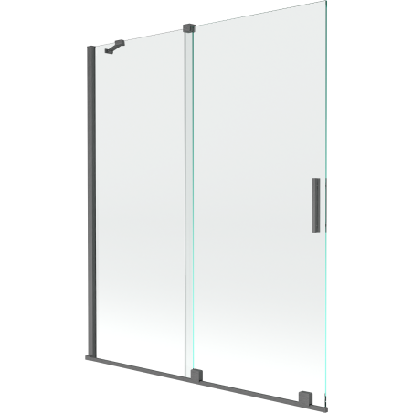 Paravan cadă Mexen Velar cu 2 uși glisante, 140 x 150 cm, transparent, gri armat periat - 896-140-000-01-66