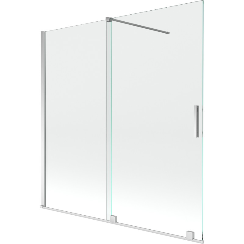 Mexen Velar 2-részes elhúzható fürdőkádparaván 160 x 150 cm, átlátszó, króm - 896-160-000-01-01
