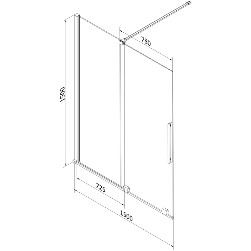 Mexen Velar kétpaneles, 150 x 150 cm-es, átlátszó, króm kádparaván - 896-150-000-01-01