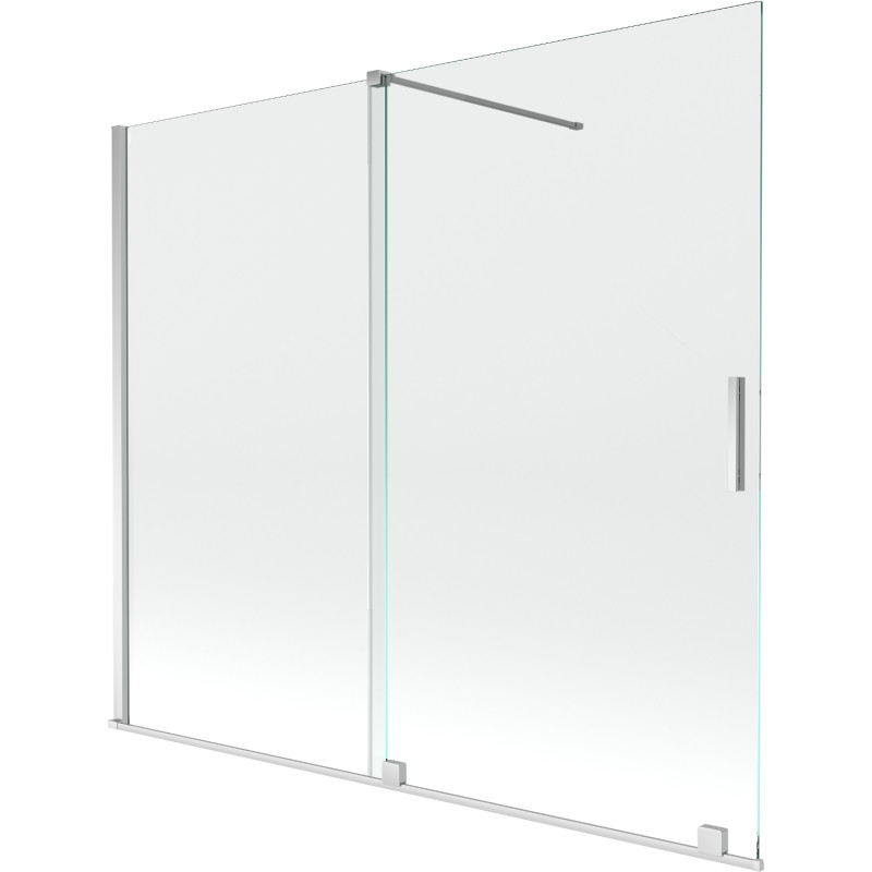 Mexen Velar 2-szárnyú, 180 x 150 cm-es, átlátszó, króm kádkörülvevő paraván - 896-180-000-01-01